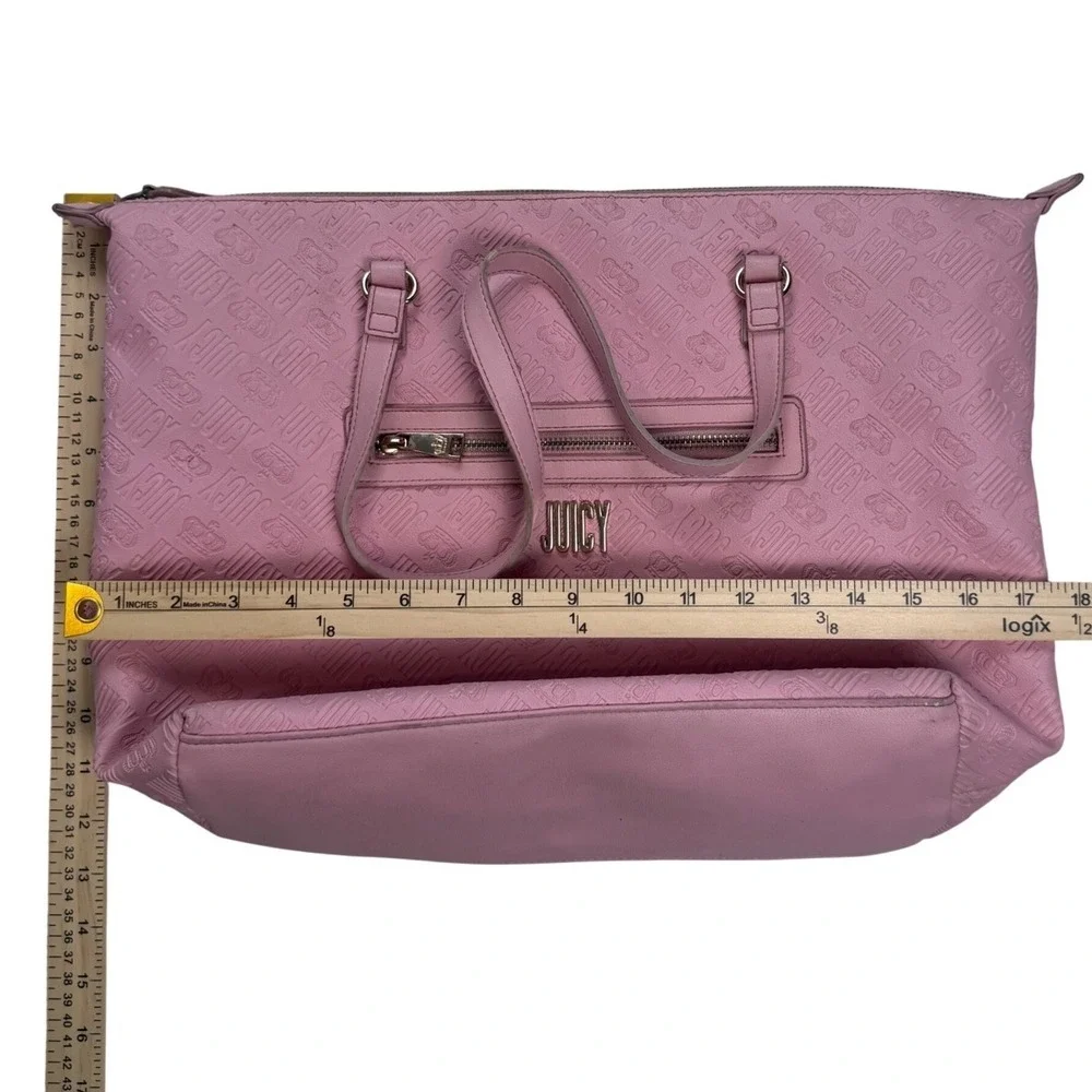 Juicy by Juicy Couture Pink Embossed‎ Logo Tote Bag Mens Crown Print Large Purse